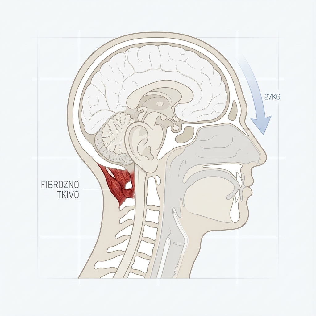 Anatomski prikaz fibroznog tkiva u zatiljku